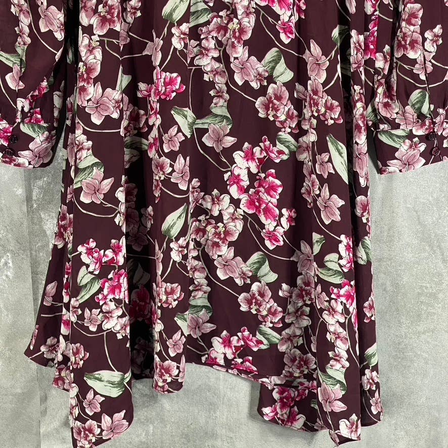 BAR III Women's Murano Blooms Printed Handkerchief Long-Sleeve Shirt Dress SZ XS