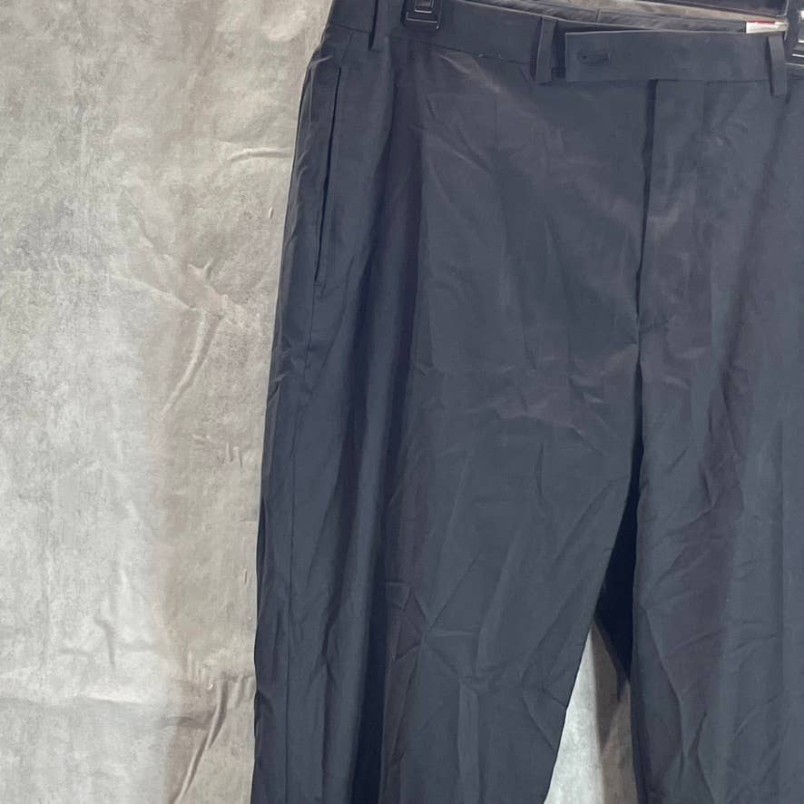 CALVIN KLEIN Men's Solid Black Slim-Fit Flat Front Dress Pants SZ 38X32