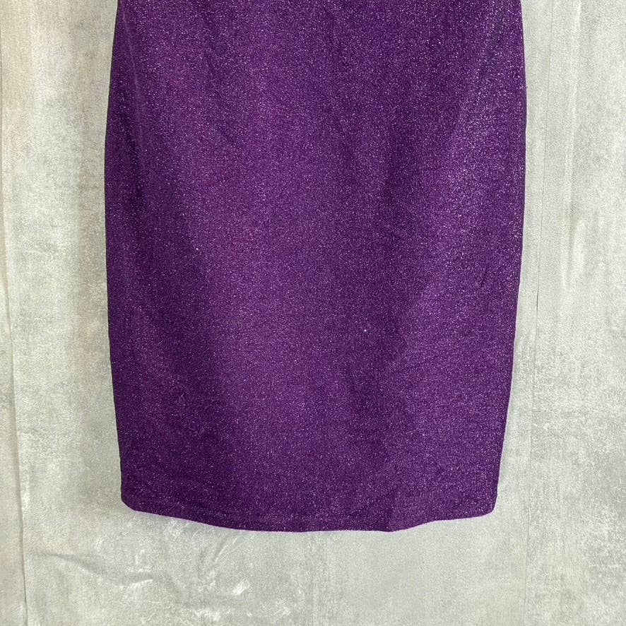 CITY STUDIO Juniors' Purple Glitter Twist-Front Cutout Bodycon Mini Dress SZ M