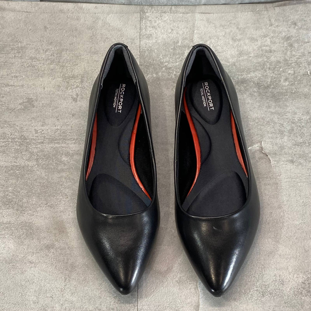 ROCKPORT Women's Black Leather Adelyn Total Motion Pointed-Toe Ballet Flat SZ5.5