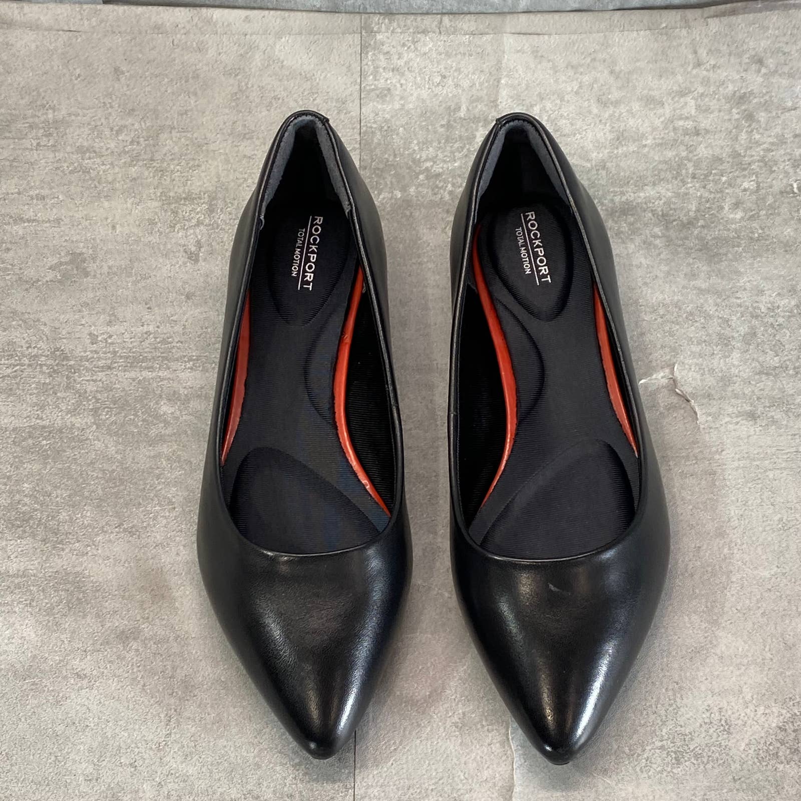 ROCKPORT Women's Black Leather Adelyn Total Motion Pointed-Toe Ballet Flat SZ5.5