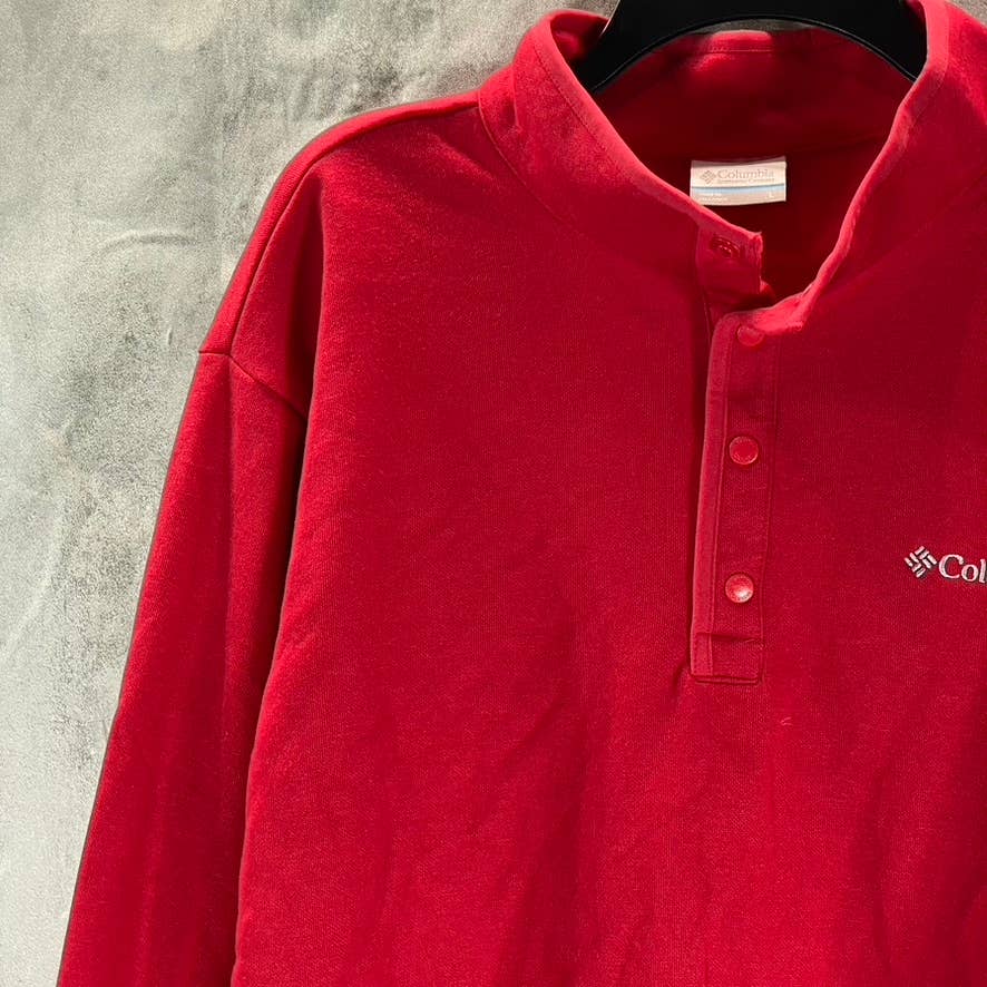 COLUMBIA Men's Mountain Red Hart Mountain Embroidered Half-Snap Sweatshirt SZ L