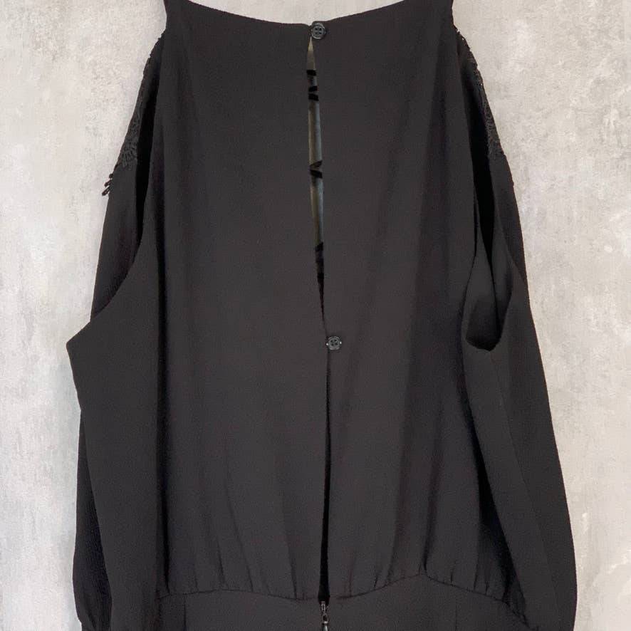 WAYF Solid Black Posie Lace-Up Sleeveless Pant Jumpsuit SZ S