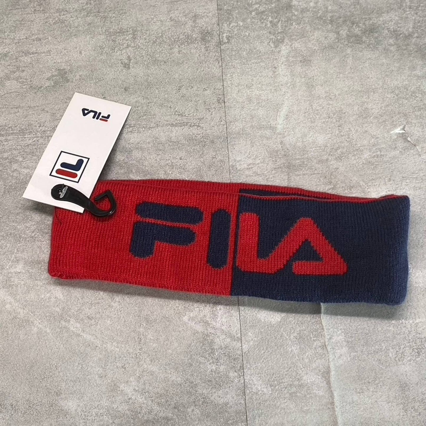 FILA Unisex Navy-Red Logo Headband SZ OS