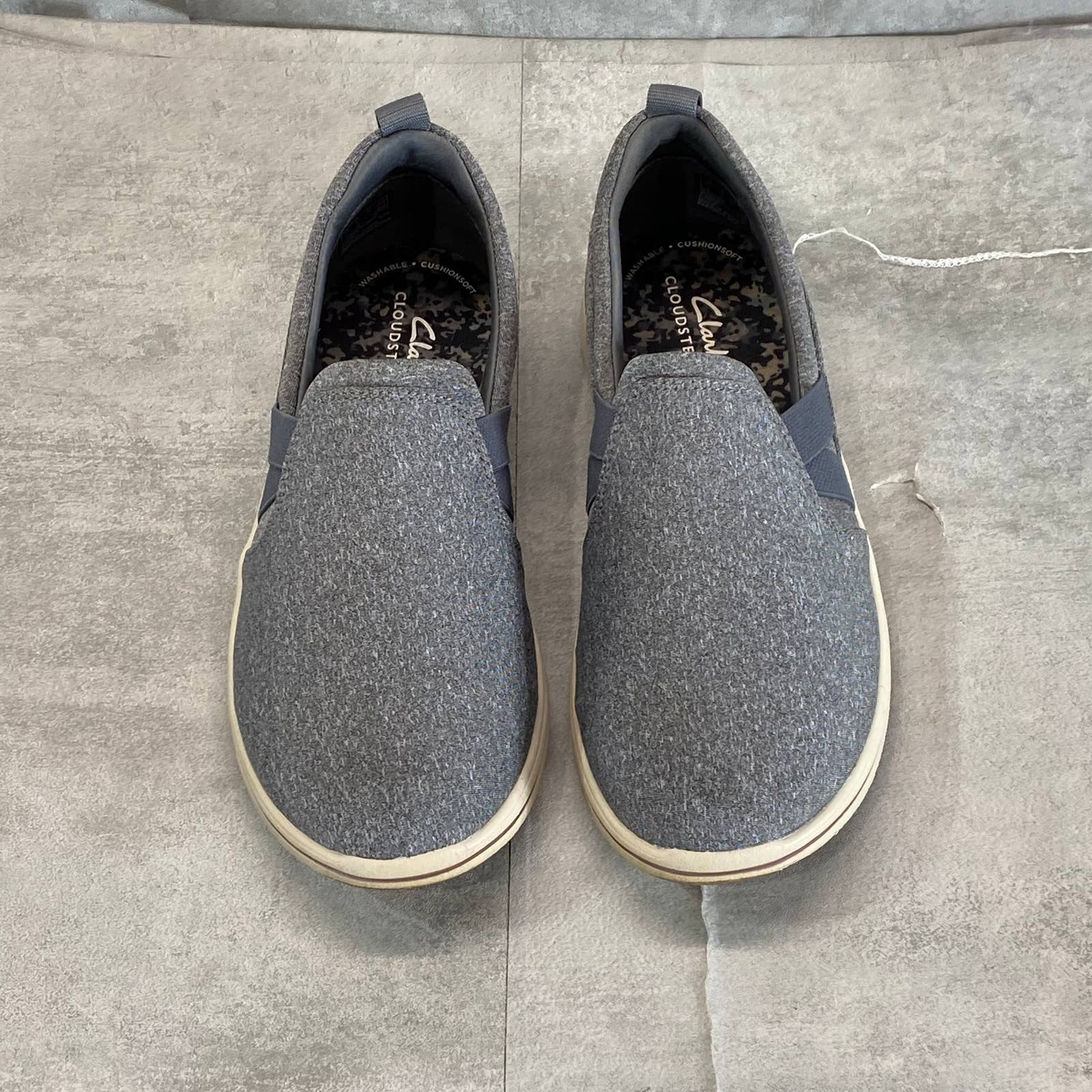 CLARKS CLOUDSTEPPERS Women's Wide Dark Grey Breeze Bali Slip-On Sneakers SZ 6W