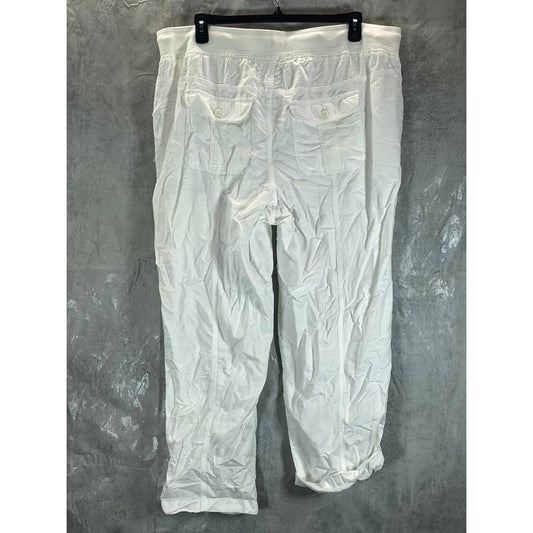 TOMMY HILFIGER Women's Plus White Mid-Rise Alton Cargo Drawstring Pants SZ 2X