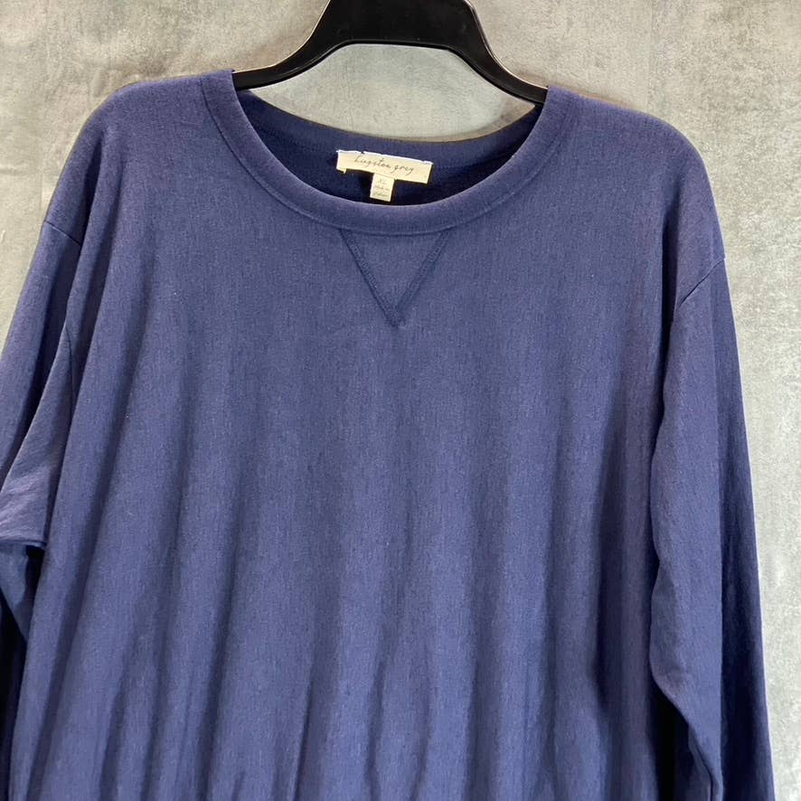 KINGSTON GREY Juniors' Navy Check Pleated Skirt Crewneck Mini Sweater Dress SZXL