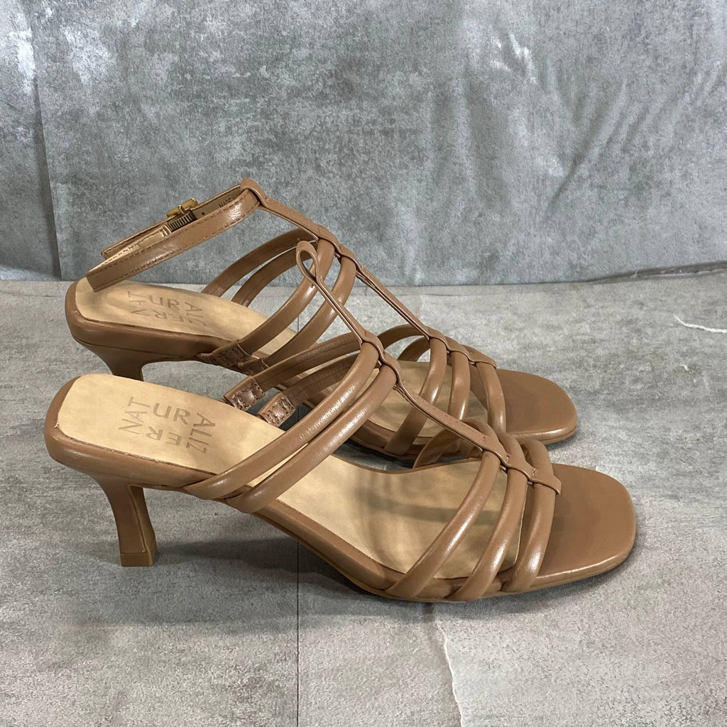 NATURALIZER Women's Cafe Leather Starla Square-Toe Strappy Sandals SZ 6