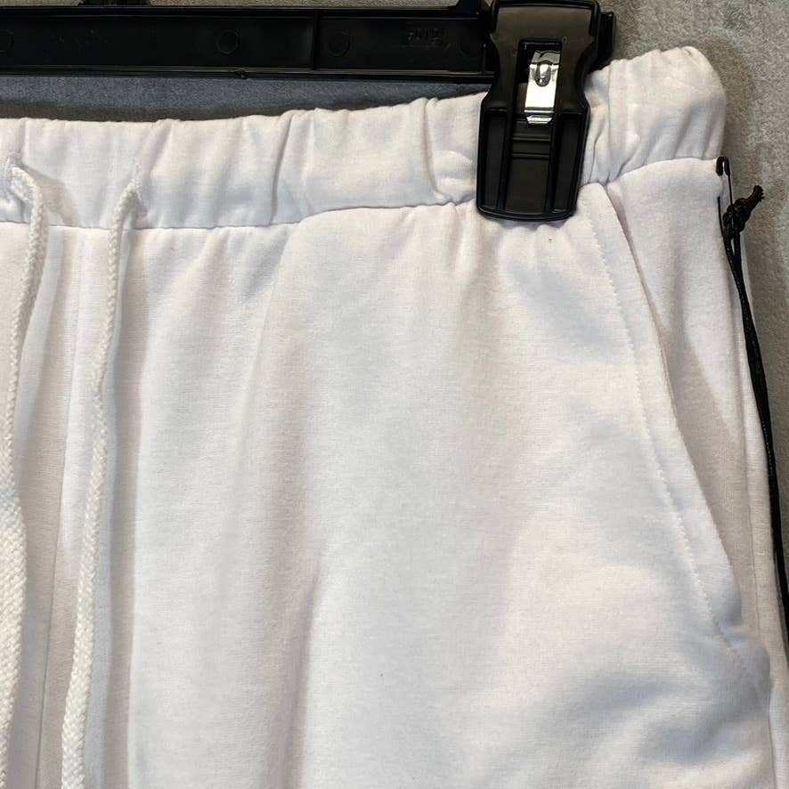 TREASURE & BOND Women's White Raw Hem Drawstring Waist Pull-On Sweat Shorts SZ S