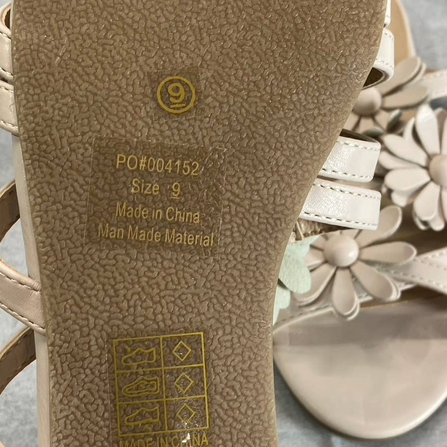 JOURNEE COLLECTION Women's Nude Dolliah 3D Flower-Detail Slide Sandals SZ 9