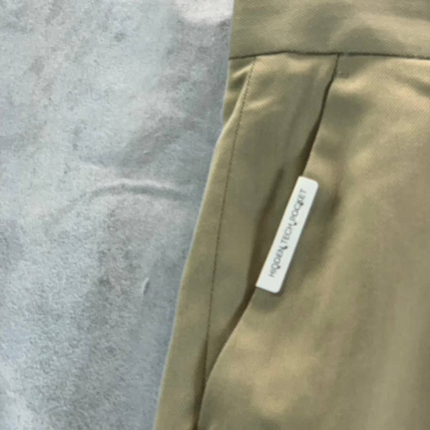 PERRY ELLIS PORTFOLIO Men's Tan Mini Check Slim-Fit Stretch Dress Pants SZ 36X32