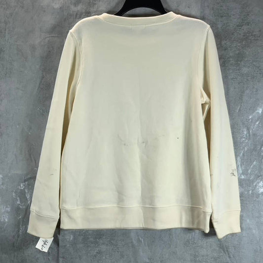 STYLE & CO Women's Antique Cream Ribbed Crewneck Graphic Pullover Sweatshirt SZM