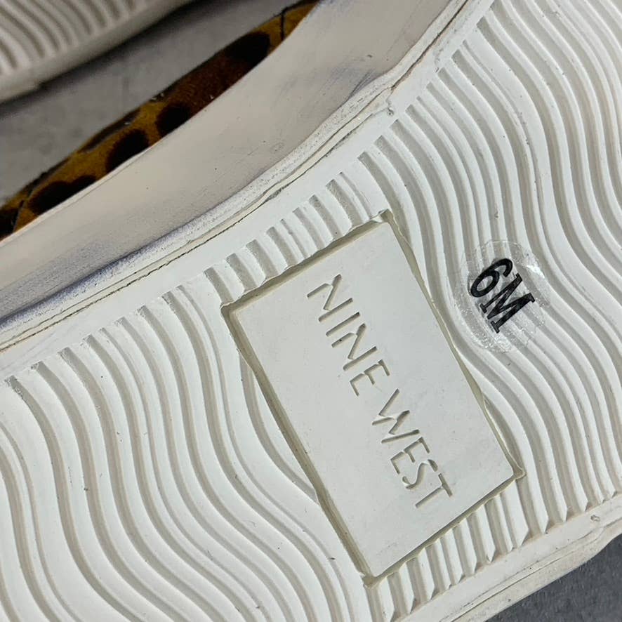 MARC FISHER LTD Women's Animal Print Beige Merin Faux-Fur Lace-Up Sneakers SZ 6