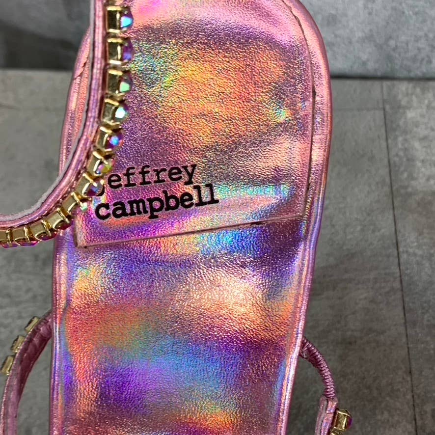 JEFFREY CAMPBELL Women's Pink Iridescent Demonica Rhinestone Sandals SZ 10