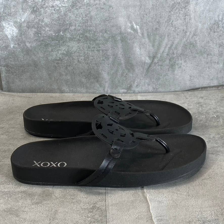 XOXO Women's Black Peace Geometric Design Slip-On Thong Sandals SZ 9.5