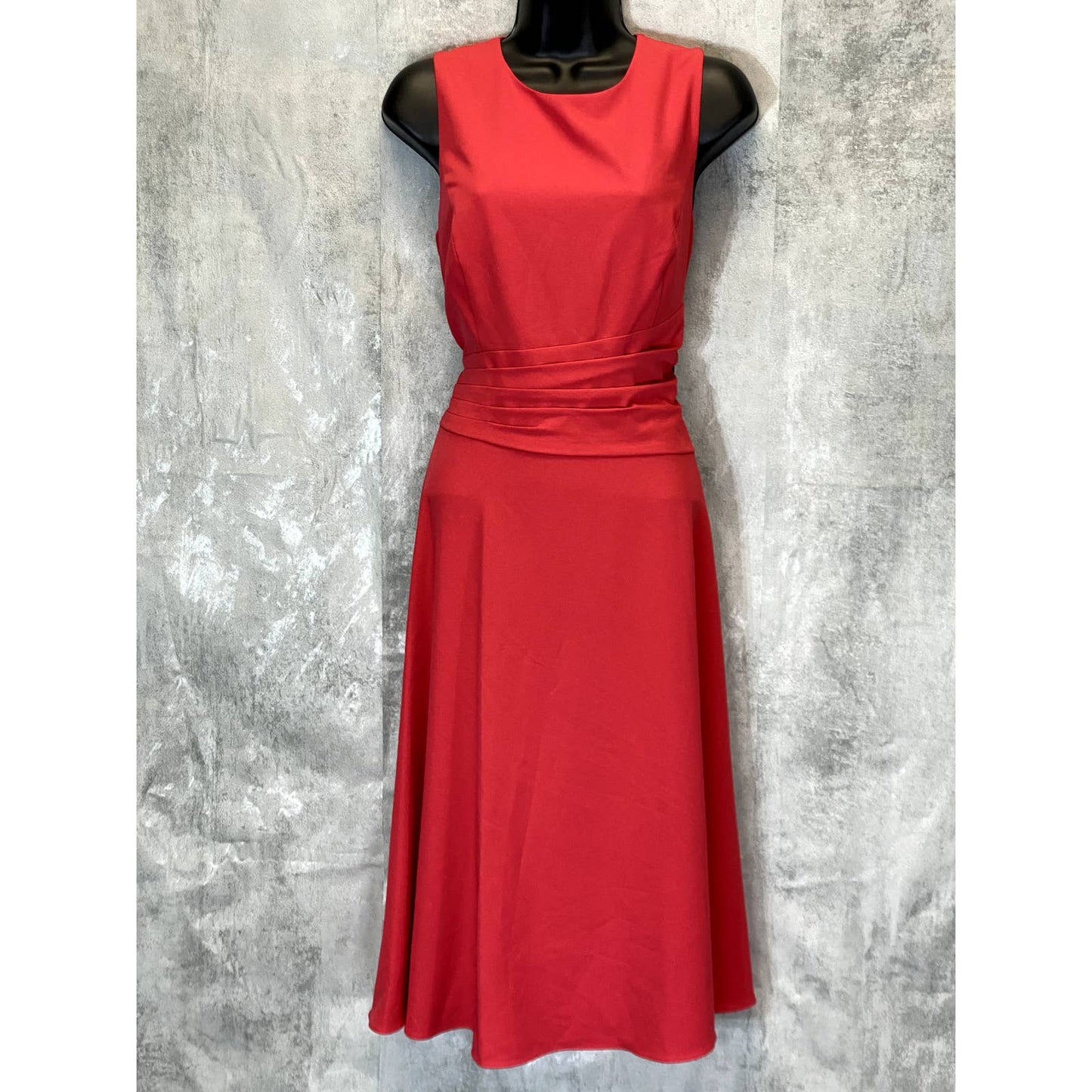 ELIZA J Women's Red Ruched Sleeveless Fit & Flare Knee Length Dress SZ 10