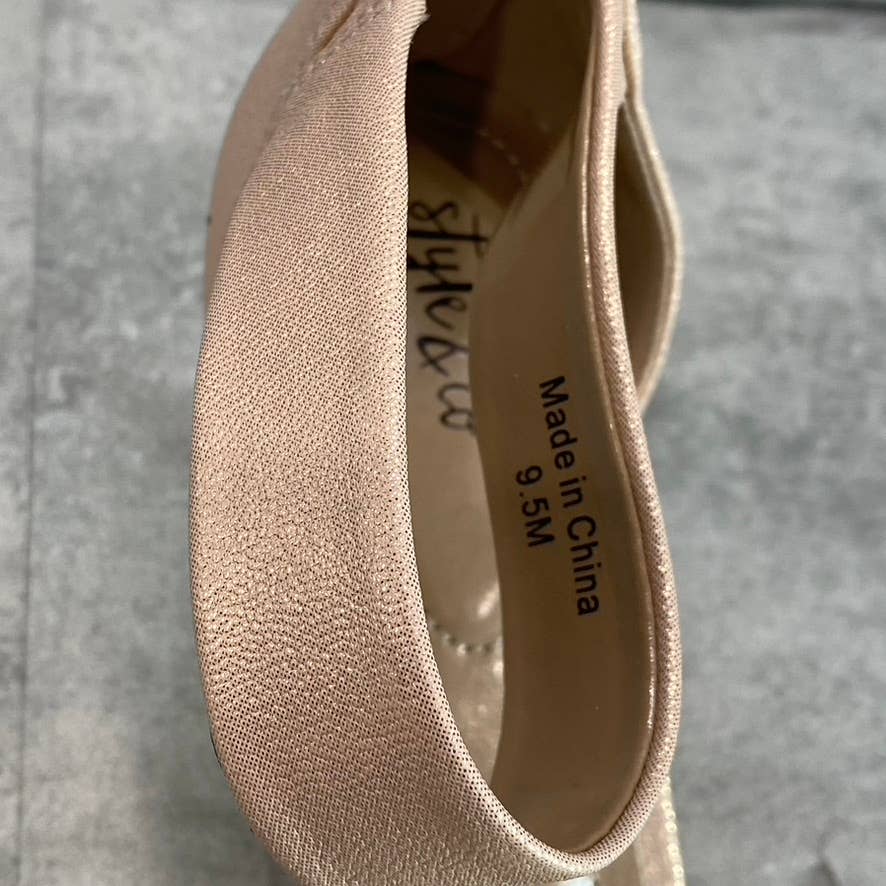 STYLE & CO Women's Blush-Silver Embellished Phillyis Two-Piece Evening Sandals SZ 9.5