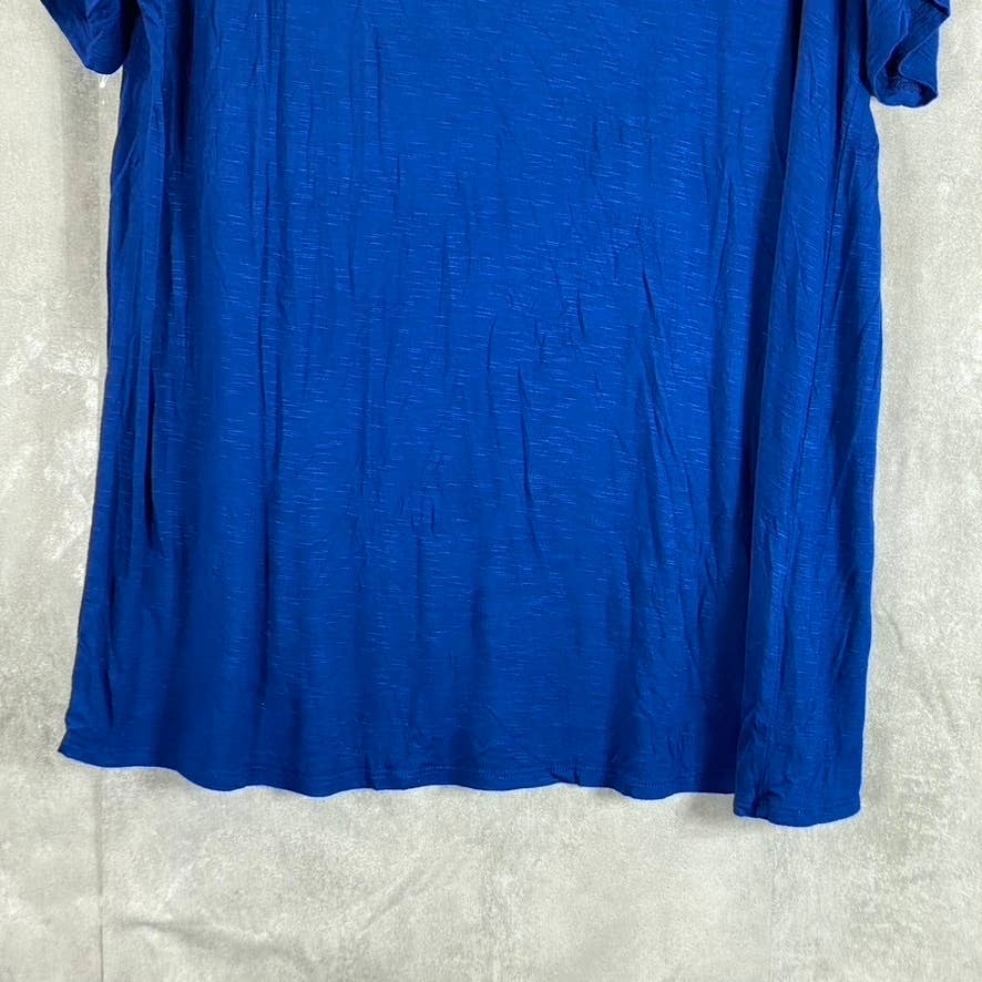 STYLE & CO Women's Blue Solid V-Neck Drapey Short-Sleeve T-Shirt SZ XL