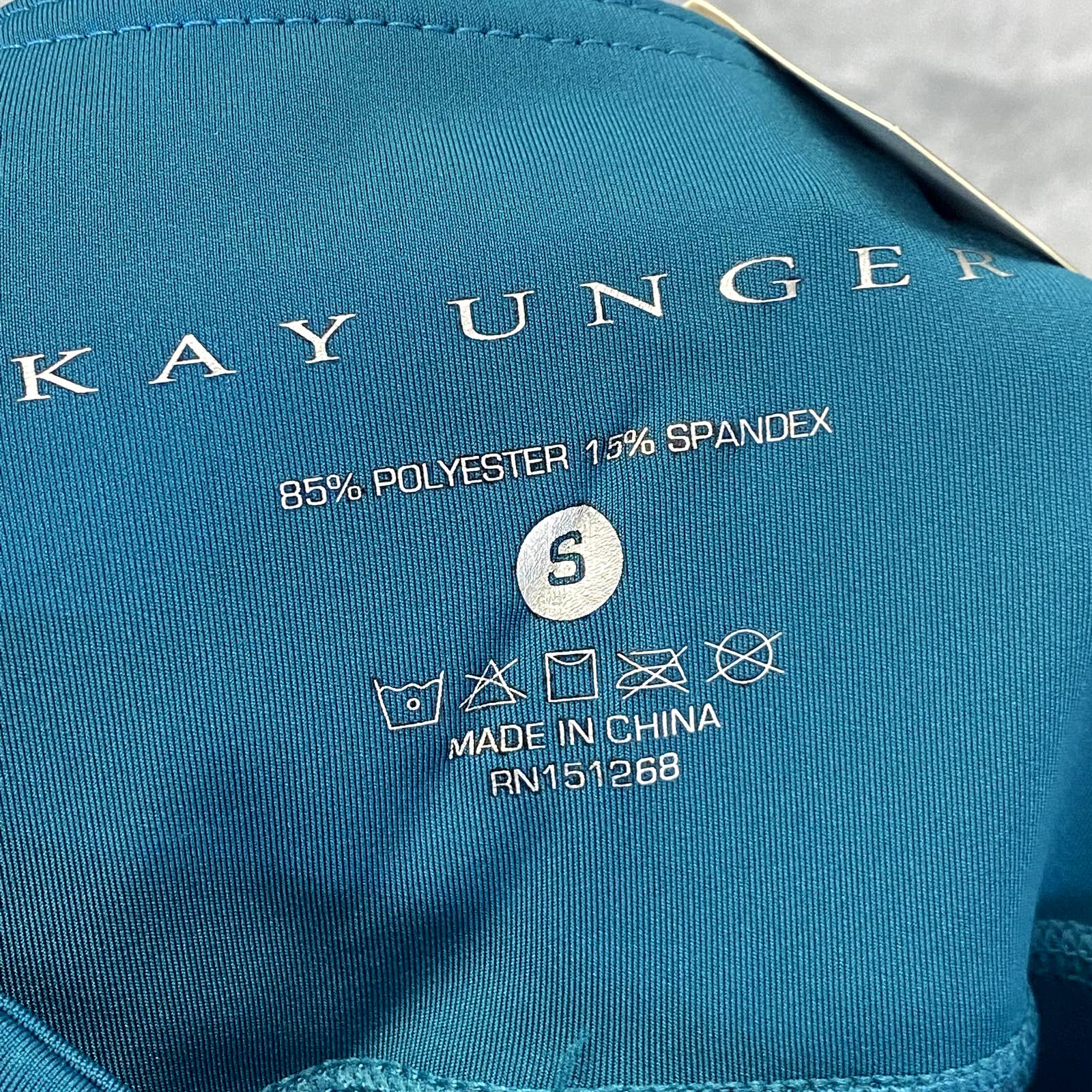 KAY UNGER Women's Teal Mesh Leg Stretch High-Waist Pull-On Athletic Leggings SZ S
