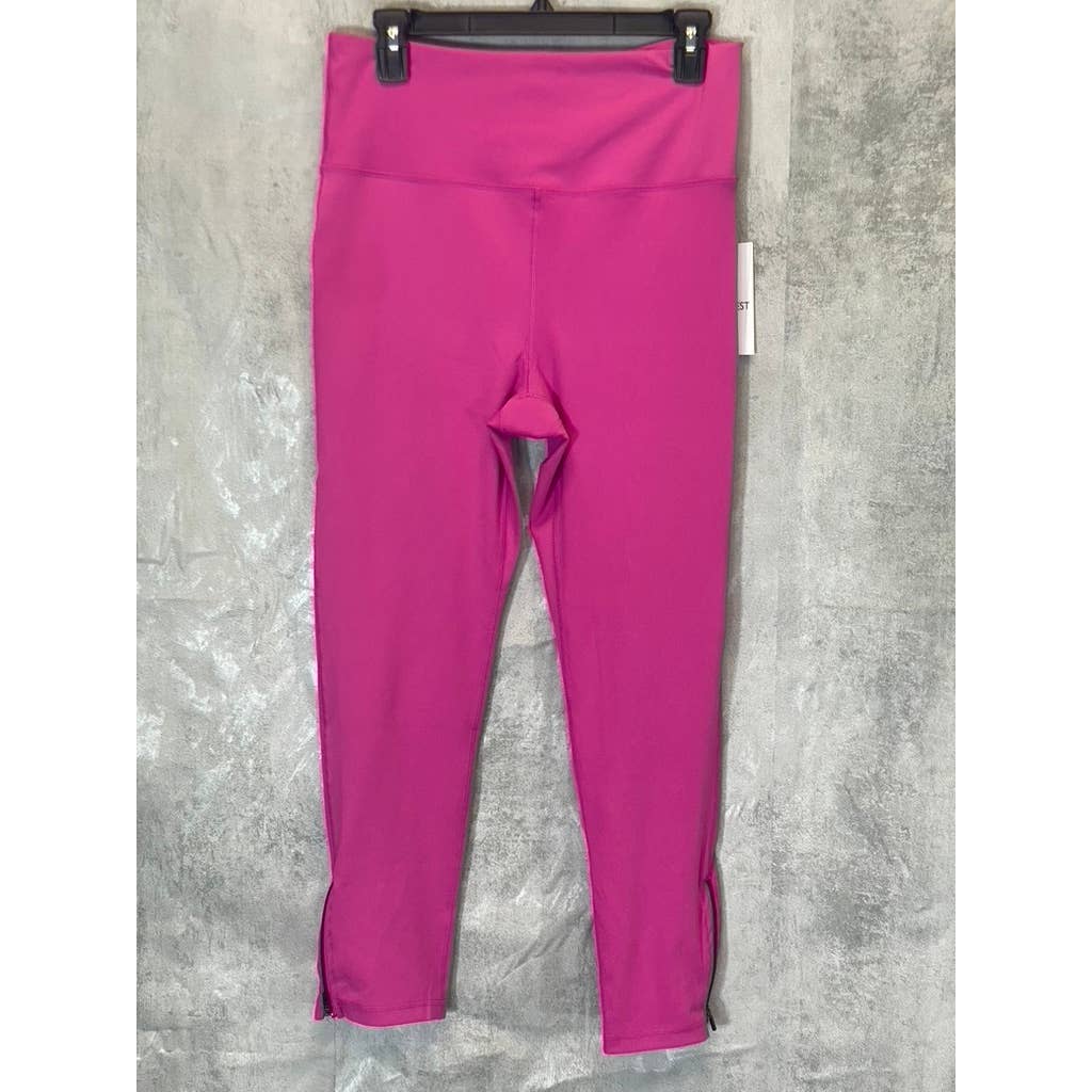 NINE WEST Women's Pink Beauty Crapped Zipper Hem Pull-On Stretch High-Waist Active Leggings SZ L