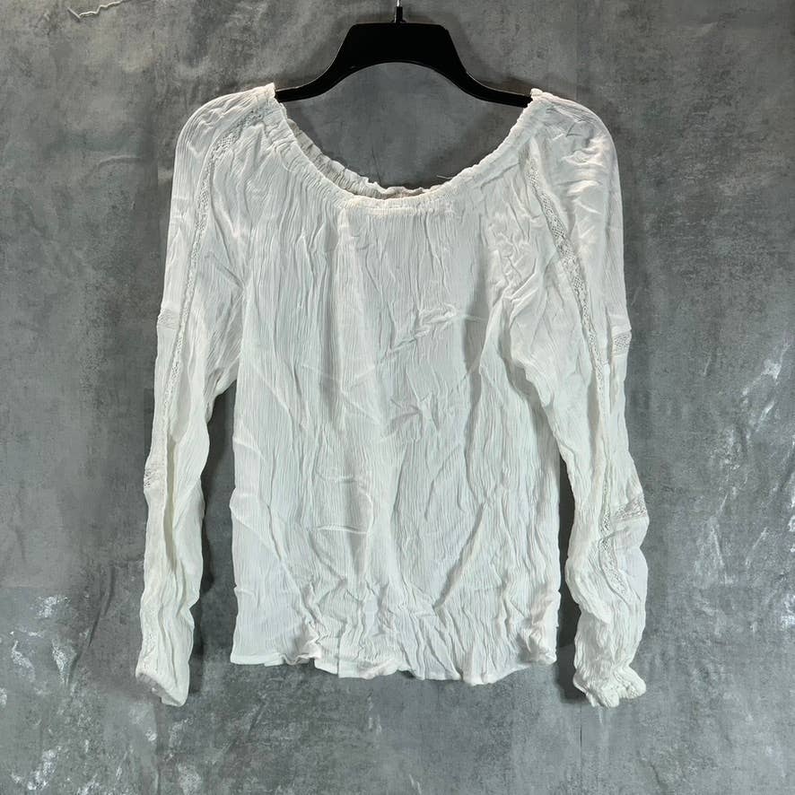 SANCTUARY Women's White Say So Lace-Inset Off-The-Shoulder Top SZ M