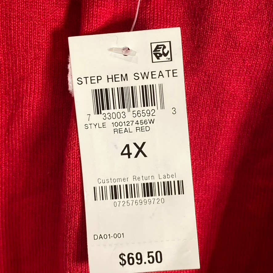 INC INTERNATIONAL CONCEPTS Women's Plus Real Red V-Neck Hi-Low Hem Pullover SZ4X