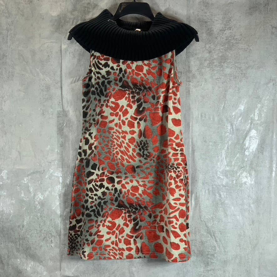 24SEVEN COMFORT APPAREL Women's Multi Printed Cowl-Neck Sleeveless Dress SZ M