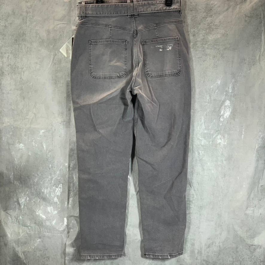 GUESS Women's Palladium Grey High-Rise Belted Straight-Leg Jeans SZ 31