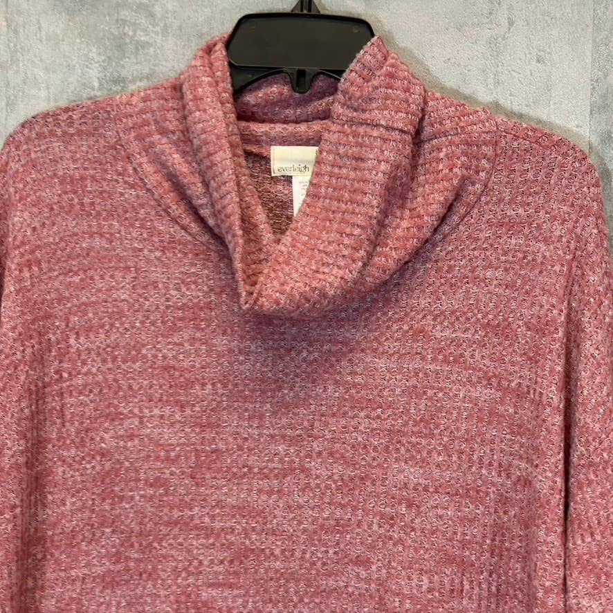EVELEIGH Women's Mauve Chambray Cowl Neck Rib Knit Ultra Cozy Sweater SZ S
