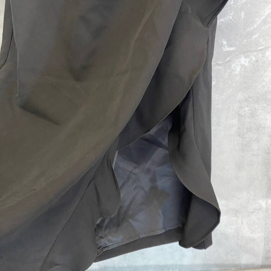 BARDOT Women's Sloid Black Rona Spaghetti Strap Square-Neck Ruffle Slit Dress SZ 12