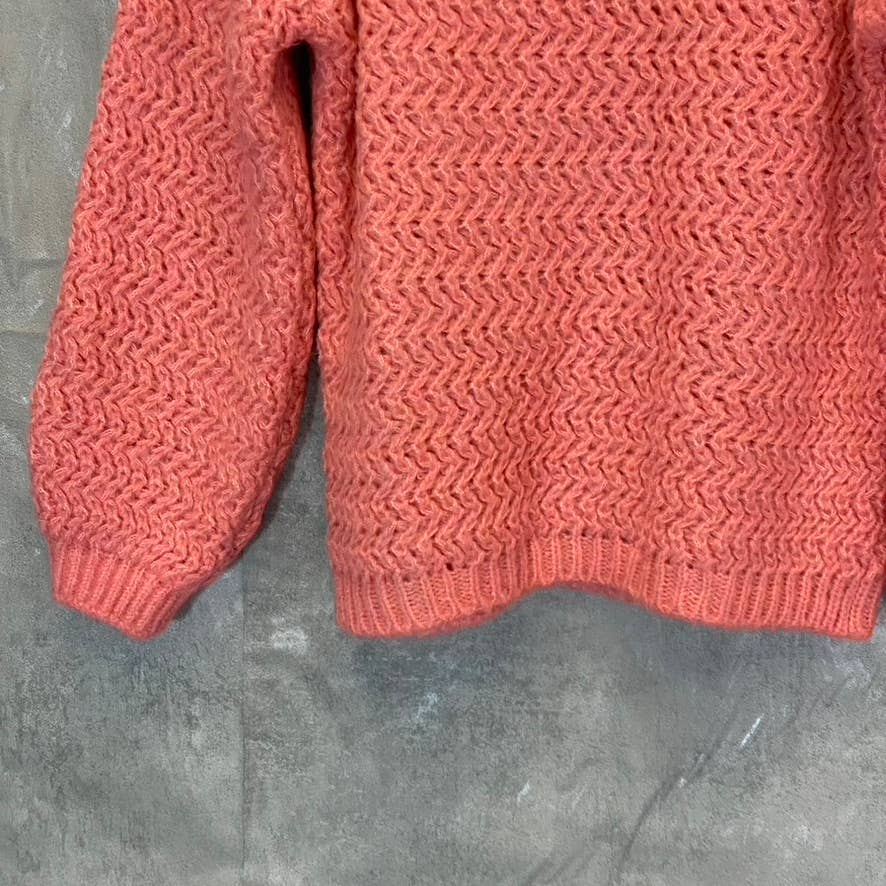 VERO MODA Women's Geranium Pink Freja Balloon Long Sleeve Crewneck Sweater SZ S