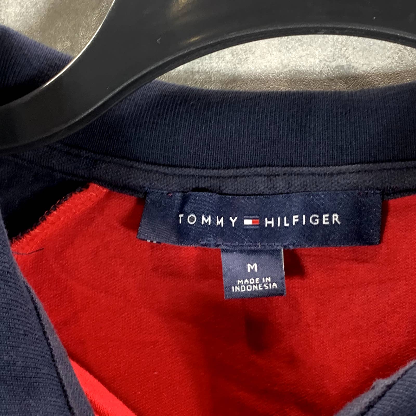 TOMMY HILFIGER Women's Colorblock Flag Logo Short Sleeve Polo Top SZ M