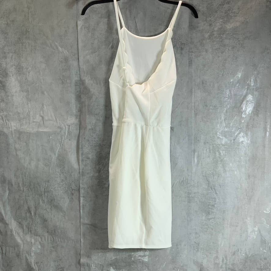 BCX Juniors' Ivory Scalloped Spaghetti Strap Low-Back Bodycon Mini Dress SZ L