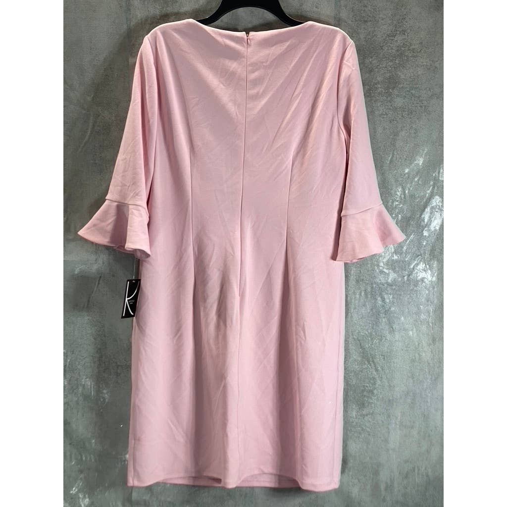 KASPER Women's Salmon Pink 3/4 Ruffle-Sleeve Sheath Knee-Length Dress SZ 10