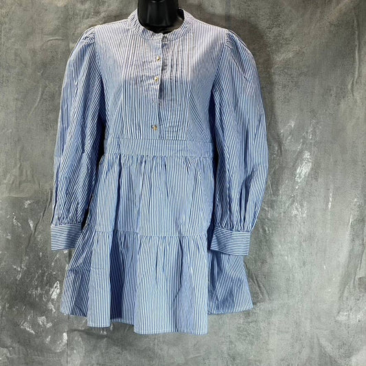 RAHI Women's Blue/White Sydney Striped Long-Sleeve Mini Shirt Dress SZ S