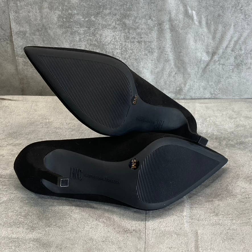 INC INTERNATIONAL CONCEPTS Women's Black Sadelle Pointed-Toe Chain-Detail Pumps