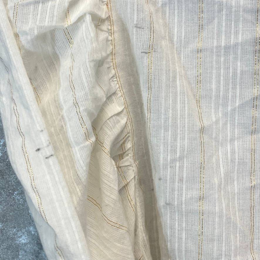 BAR III Women's Bright White Striped Detail Puff Sleeve V-Neck Wrap Blouse SZ S