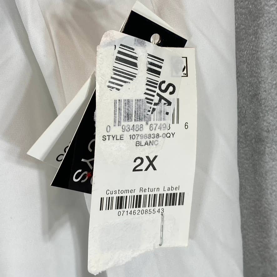 BAR III Women's Plus Blanc V-Neck Seamed Short-Sleeve Top SZ 2X