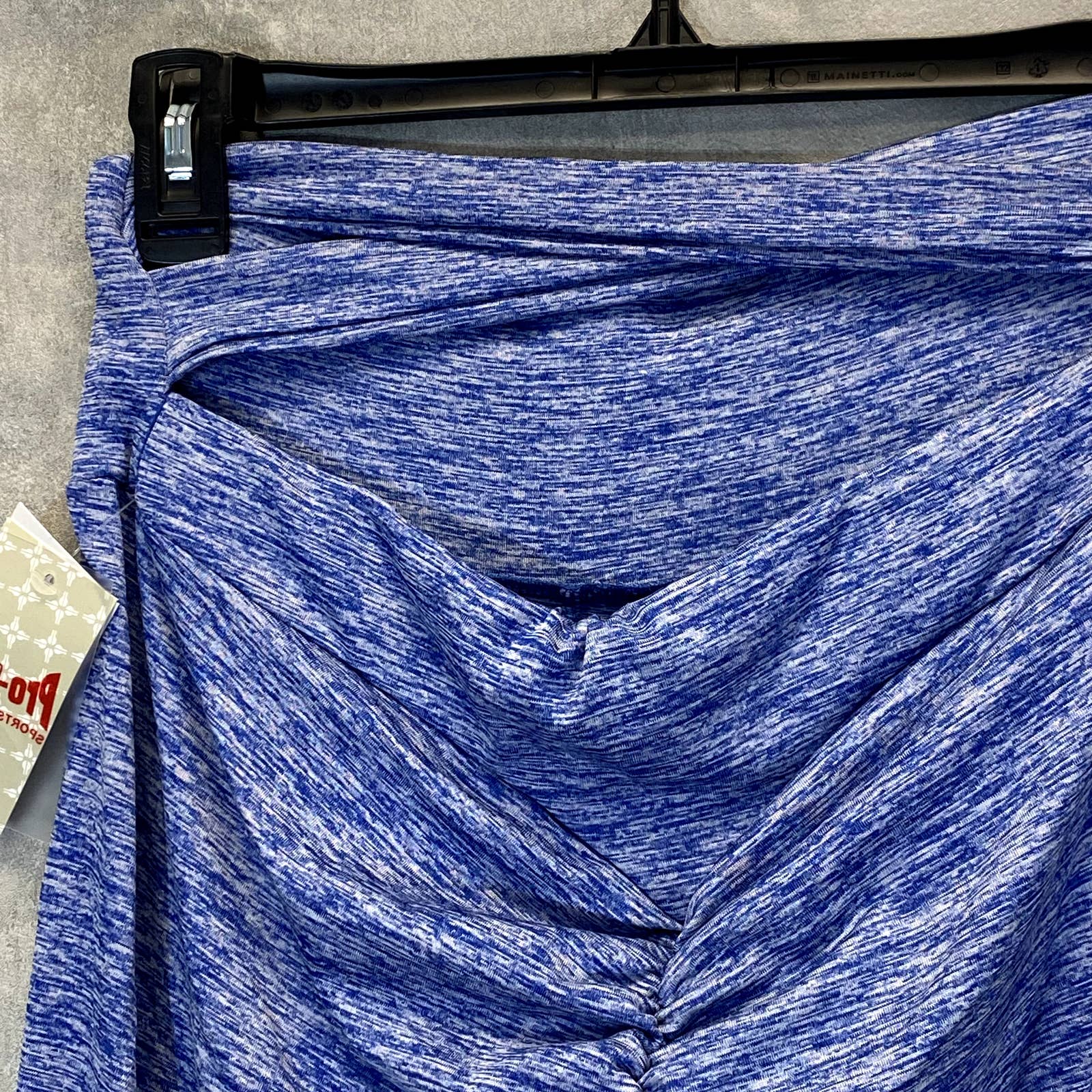 PRO-FIT Activewear Women's Blue Melange Scrunched Cut-Out Pull-On Crop Leggings SZ M