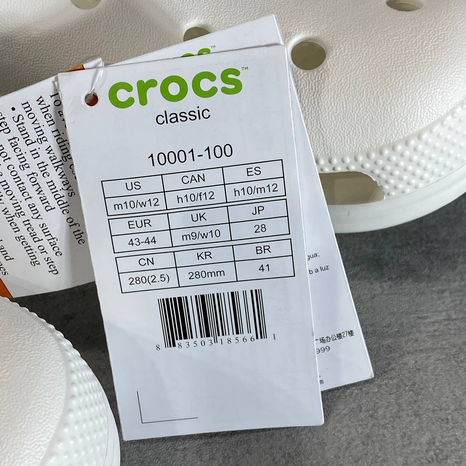 CROCS Unisex White Slip-On Heel Strap Lightweight Classic Clog Sandal SZ M10/W12