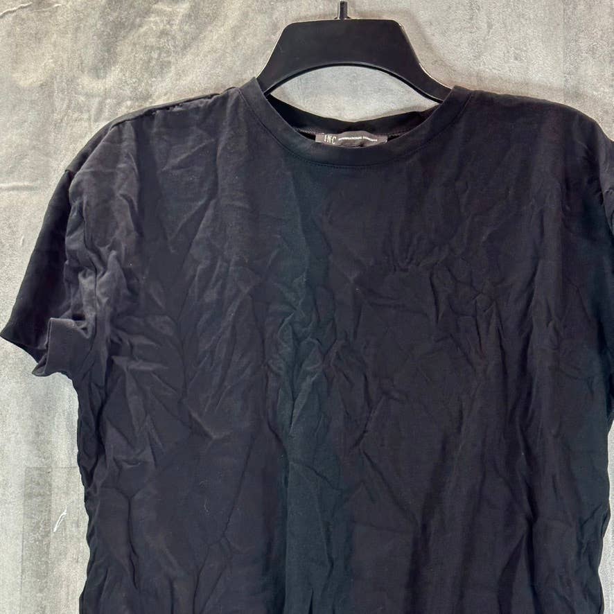INC INTERNATIONAL CONCEPTS Women's Deep Black Tie-Front Crewneck Top SZ XS