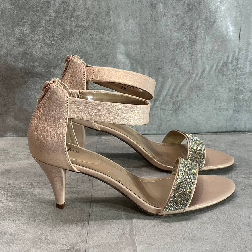 STYLE & CO Women's Blush-Silver Embellished Phillyis Two-Piece Evening Sandals SZ 9.5