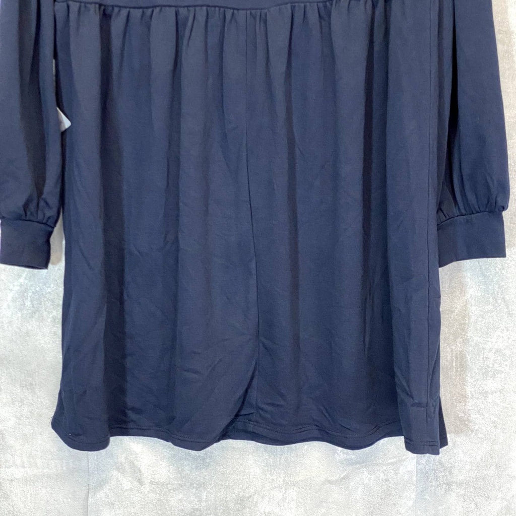 KE-NED-IK Women's Navy Round Neck Long Sleeve A-Line Mini Dress SZ XL