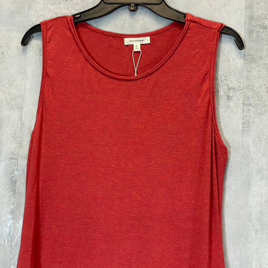 MAX STUDIO Women's Hscarlet Sleeveless Ruffled Hem Mini Dress SZ L