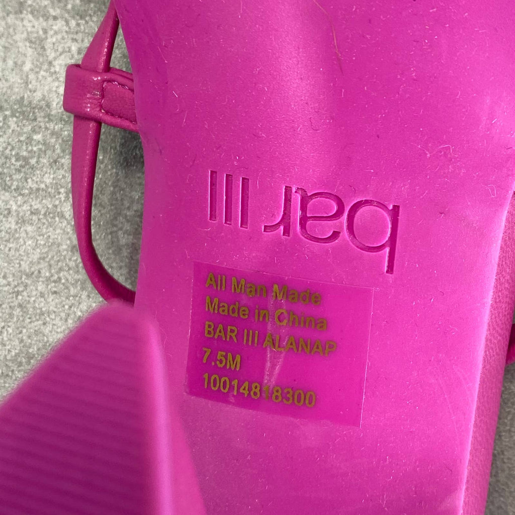 BAR III Women's Pink Smooth Alana Tie-Up Geo-Heel Square-Toe Sandals SZ 7.5