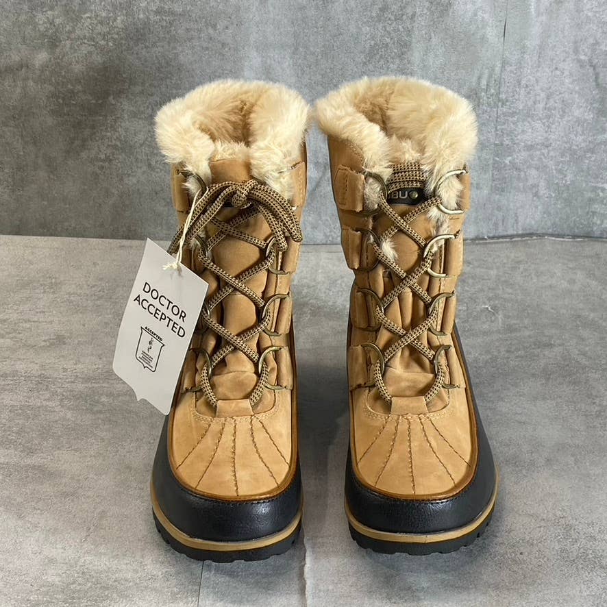 JBU By JAMBU Women's Tan Brunswick Faux-Fur Waterproof Memory Foam Lace-Up Boots SZ 6