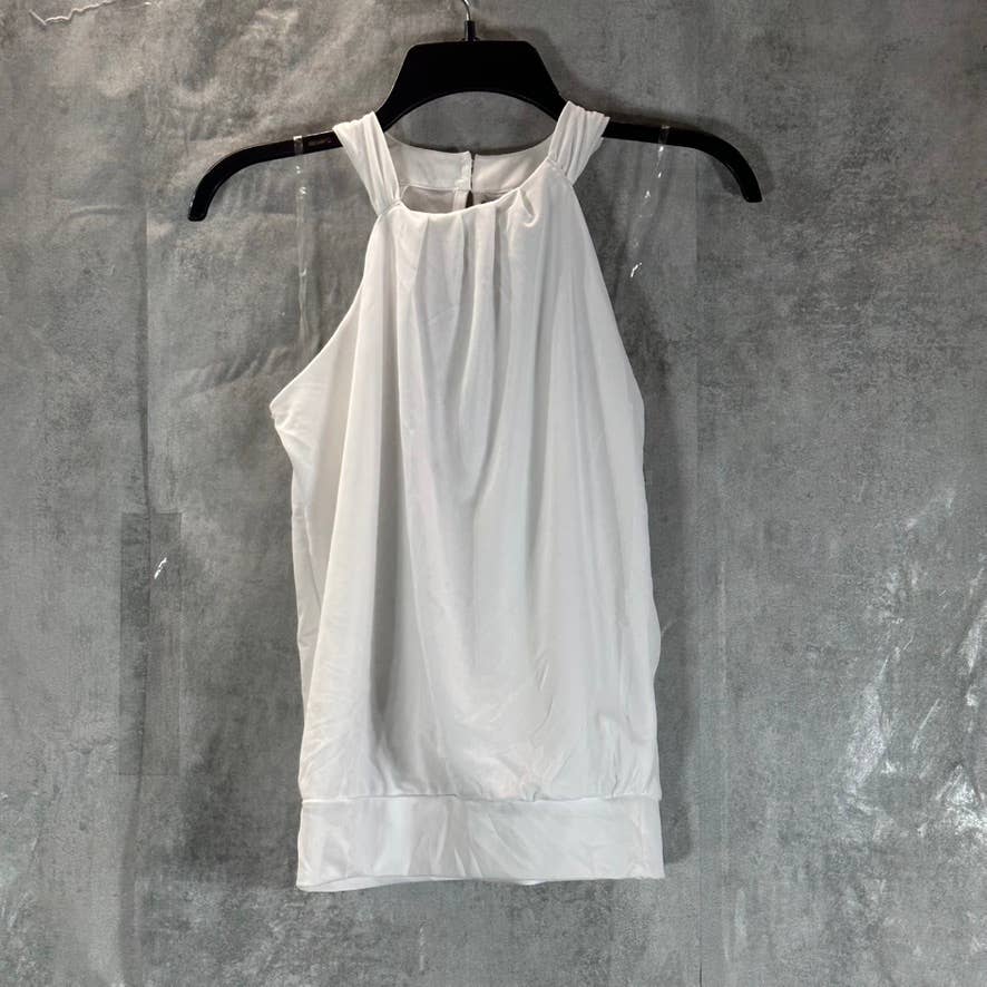 INC INTERNATIONAL CONCEPTS Women's Washed White Gathered Neck Halter Top SZ XS