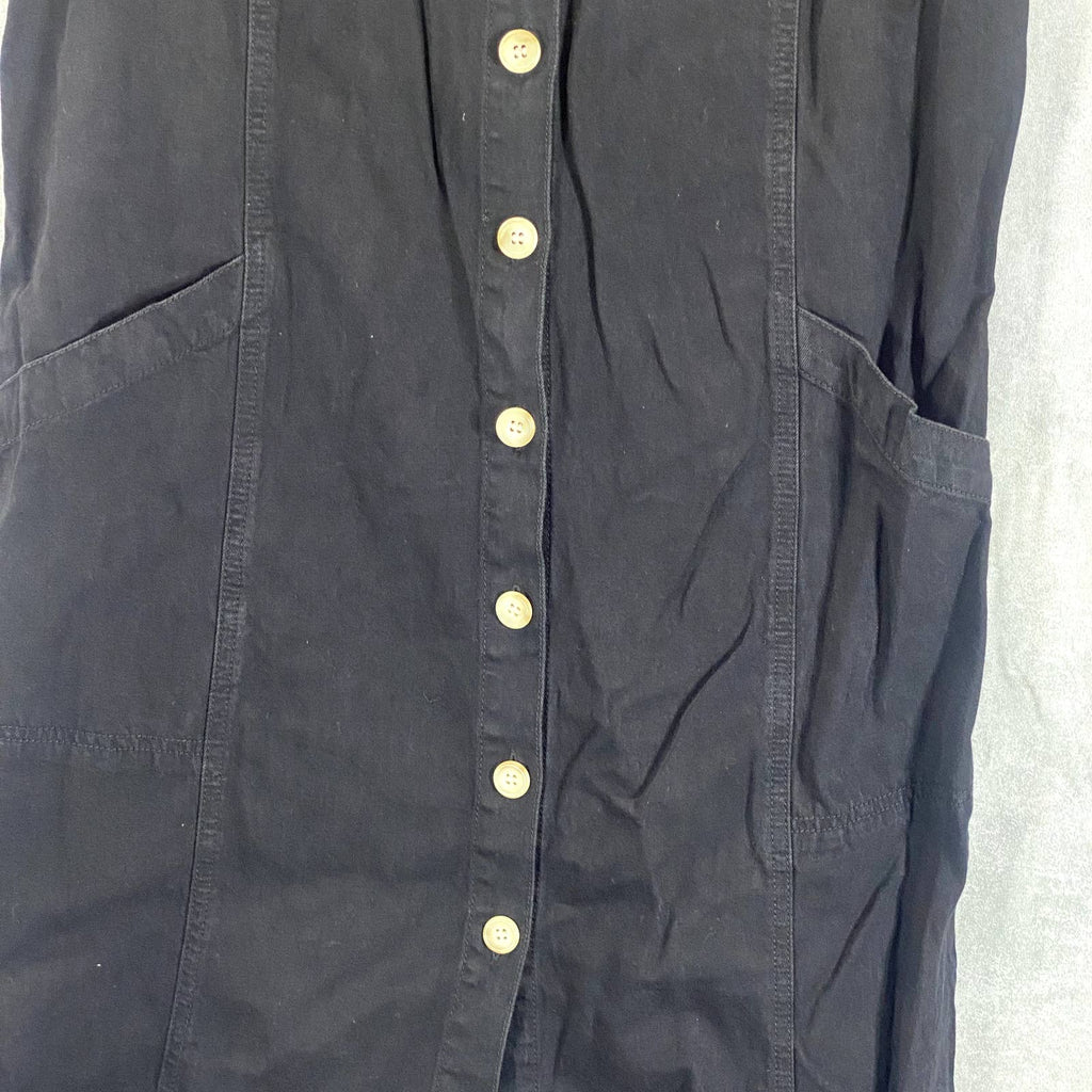STYLE & CO Women's Black Solid Denim Cotton Button-Front Tank Midi Dress SZ 14