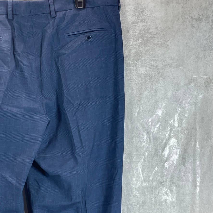 NAUTICA Men's Navy Plaid Modern-Fit Bi-Stretch Suit Pants SZ 41X32