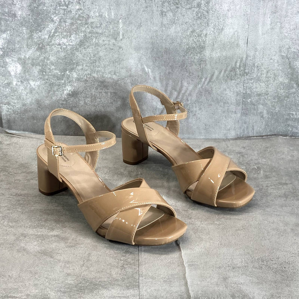 GIANI BERNINI Women’s Nude Patent Zummaa Square-Toe Dress Sandals SZ 9